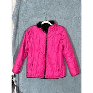 Girls Pink and Black Winter Jacket Reversible Long Sleeve Size 10/12
